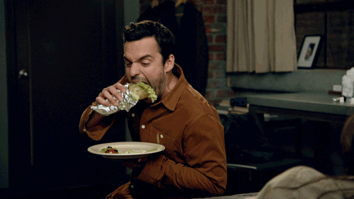 Man eating salad wrap gif 