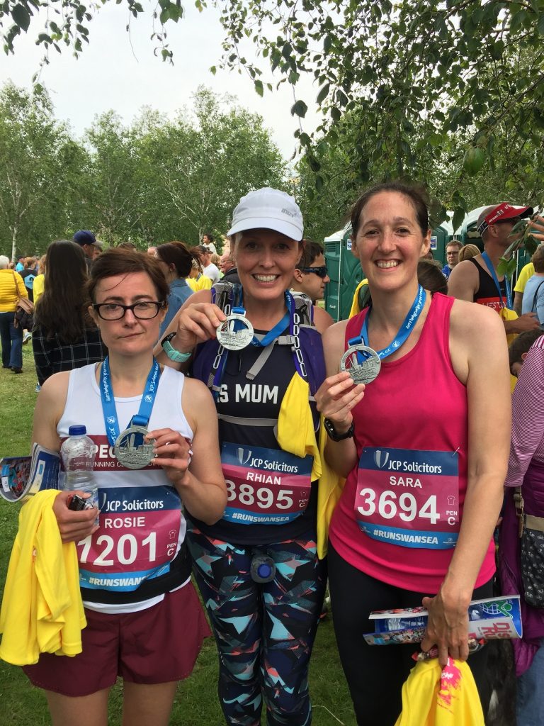 post race medal photo - Sara, Rhian and Rosie