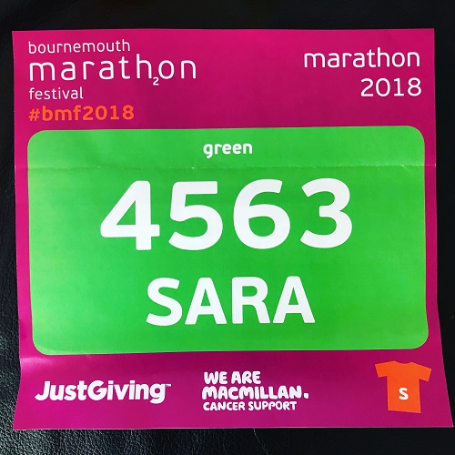 Bournemouth Marathon and a New PB! My race bib