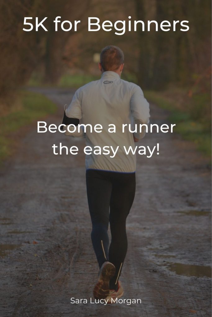 Couch to 5K - 5K for beginners. Man running through a wooded area.