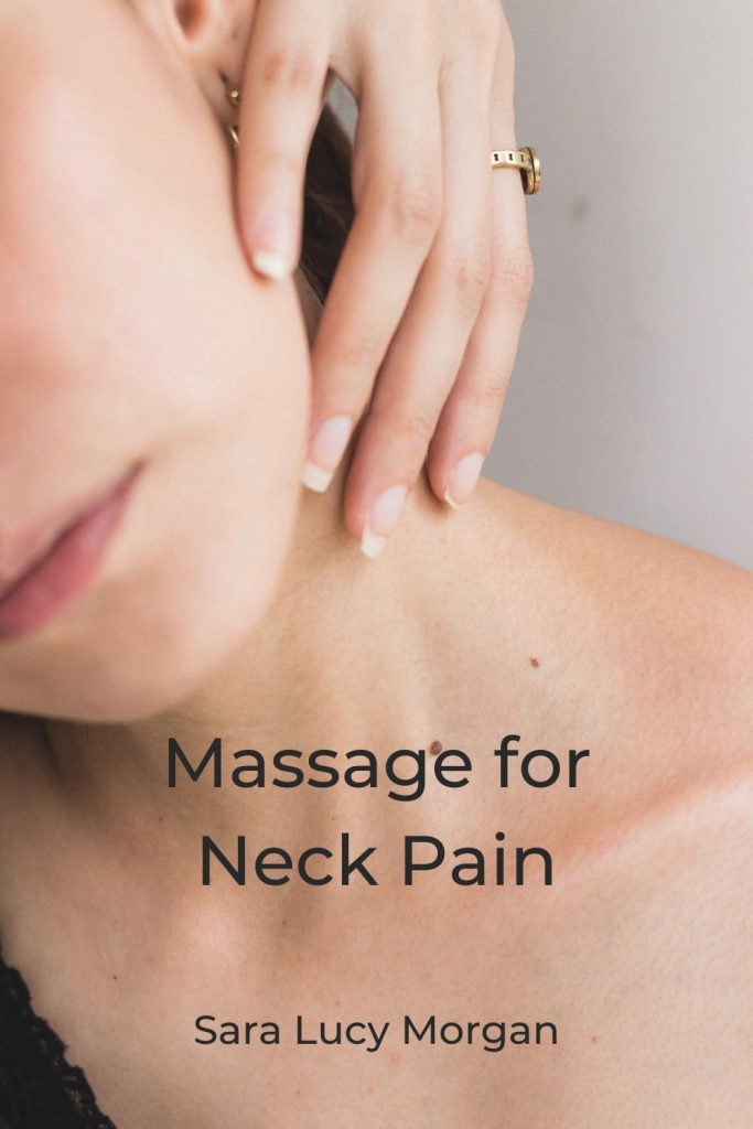 massage for neck pain. A lady with neck pain.