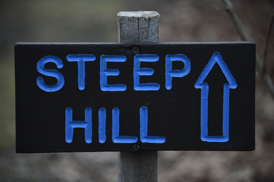 Steep hill sign - tips for new runners