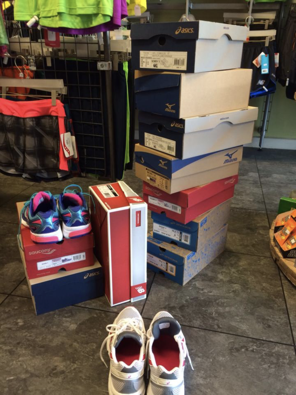 Tips for New Runners - The pile of trainers I tried on.