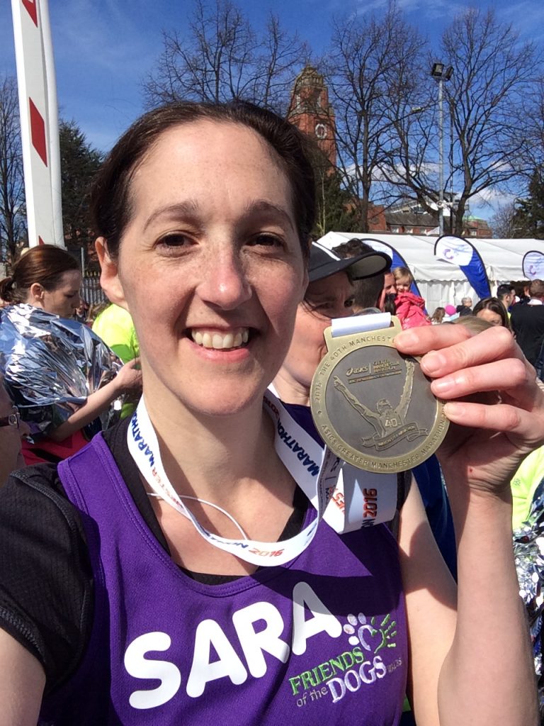 Sara Lucy Morgan with Manchester Marathon medal